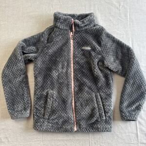 Columbia Fire Side Sherpa Full Zip Girl's Size Large Charcoal Grey 14/16
